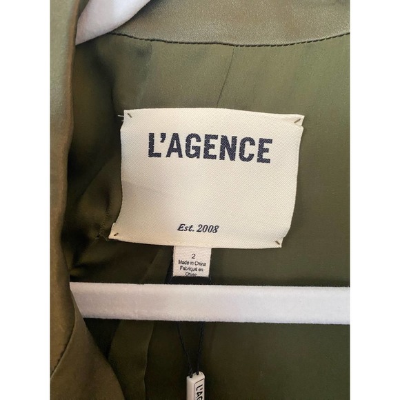 L’AGENCE green satin 3/4 sleeve collard blazer size 2 0063 - Picture 7 of 14